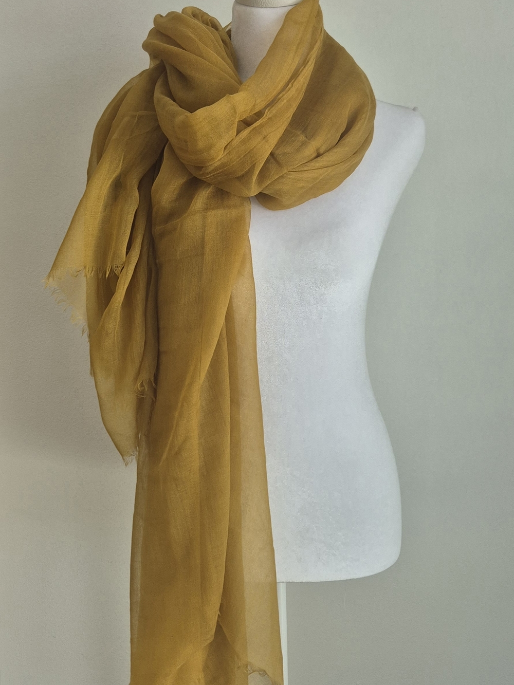 Loro Piana Mustard Cashmere Lightweight Women's Scarf